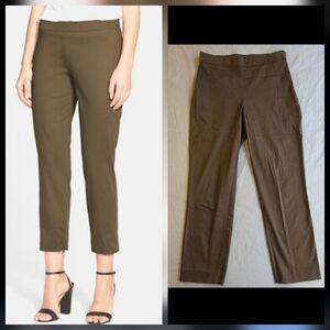 Theory Tonerma Sateen Stretch Cropped Military Pants Ankle Zip